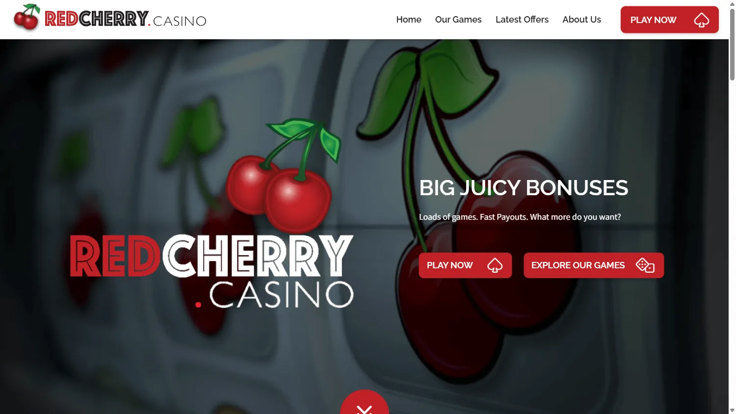 Red Cherry Casino home lobby on desktop