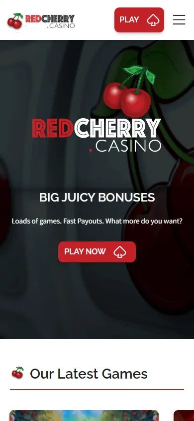 Red Cherry Casino home lobby on a mobile device